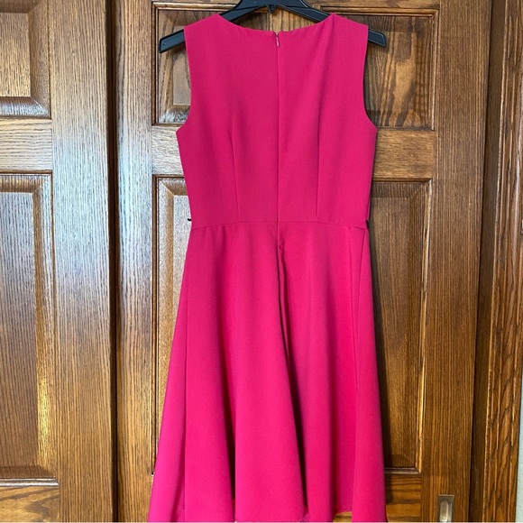 AB Studio Fuchsia Pink Fit and Flare Sleeveless Dress - Picture 3 of 9